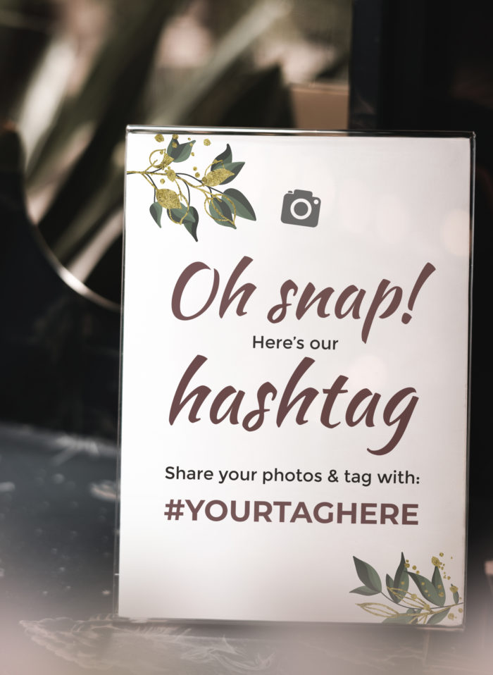 displaying your wedding hashtag 