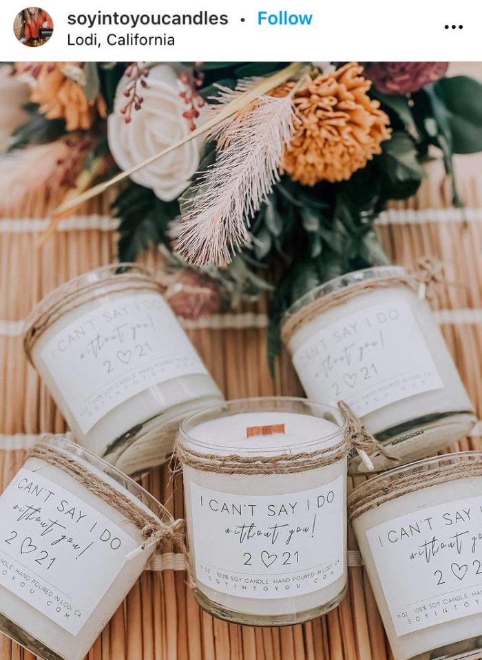 custom candles for guests wedding favor ideas