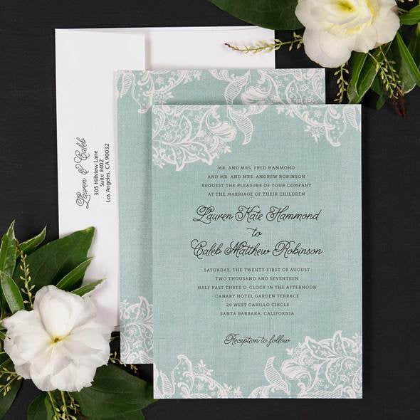 lace and burlap wedding invitations