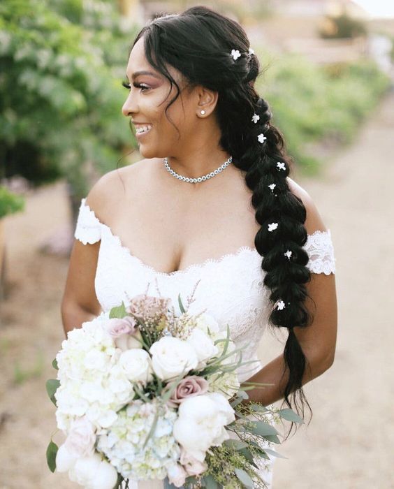 Floral Fishtail wedding hairstyle