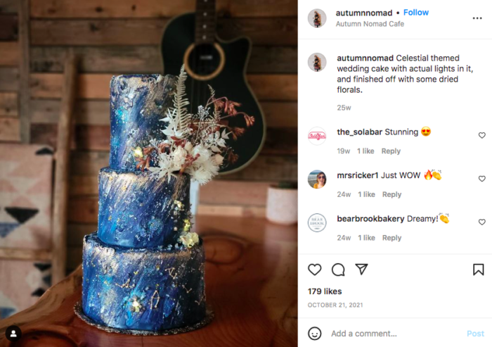 celestial cake with constellations and stars