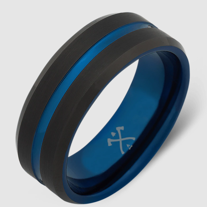 The Officer Black Plated Wedding Band