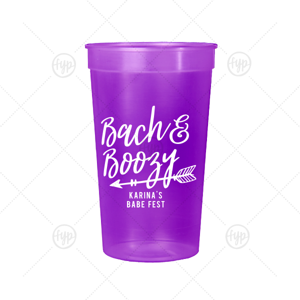 custom stadium cup "bach & boozy" for bridal party