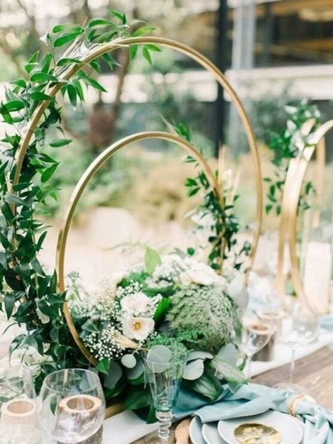 greenery gold hoop for wedding decor