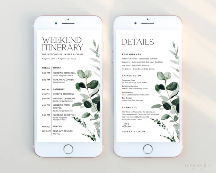 photo of weekend itinerary template