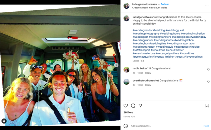 screenshot of bridal party in shuttle service