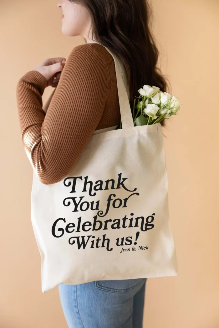 custom tote bag as wedding favors