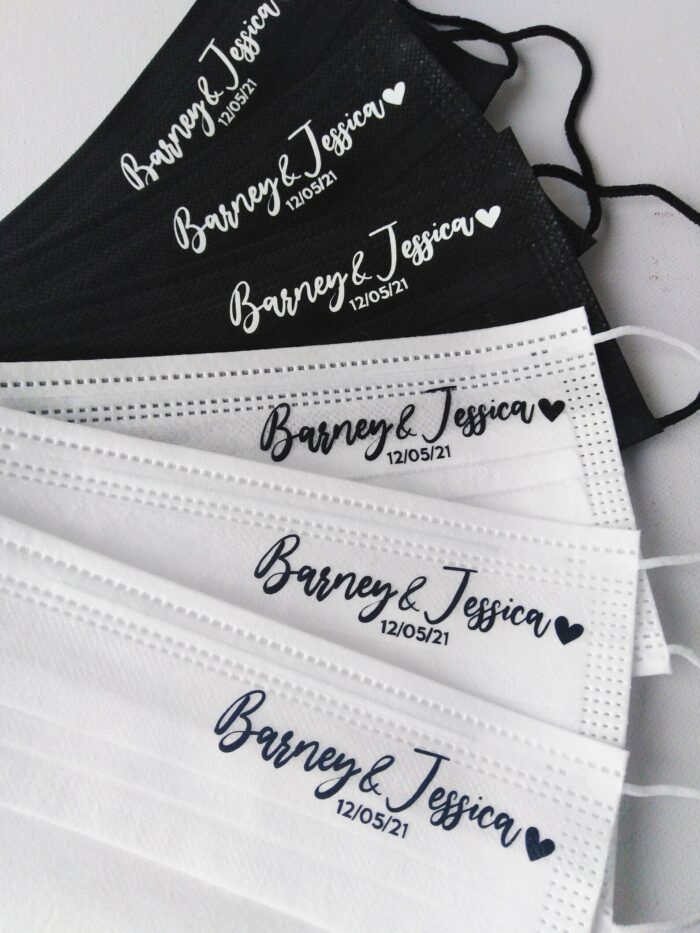 personalized face masks as wedding favors